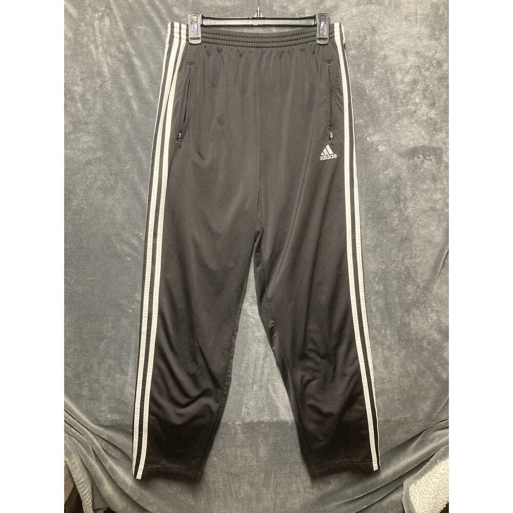 VTG Adidas Adibreak Snap Pants M Black 3 Stripe Y2K Tear Away Track Basketball